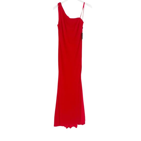 MAC DUGGAL Dress Size 4 Evening Gown NEW Red Jersey One Shoulder Draped Back - Picture 5 of 8